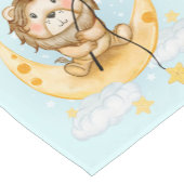 Cute Lion Vist op de maan Waterverf Korte Tafelloper (Hoek)