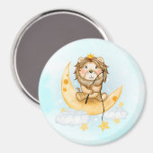 Cute Lion Vist op de maan Waterverf Magneet (Voorkant / Achterkant)
