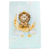 Cute Lion Vist op de maan Waterverf Medium Cadeauzakje (Voorkant)
