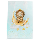 Cute Lion Vist op de maan Waterverf Medium Cadeauzakje (Achterkant)