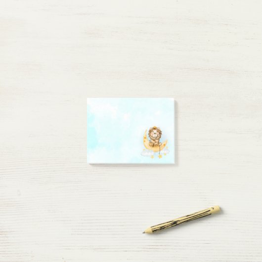Cute Lion Vist op de maan Waterverf Post-it® Notes (Op bureau)