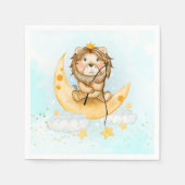 Cute Lion Vist op de maan Waterverf Servet (Voorkant)