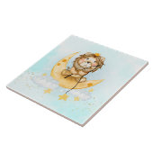 Cute Lion Vist op de maan Waterverf Tegeltje (Zijkant)