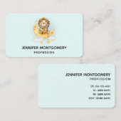 Cute Lion Vist op de maan Waterverf Visitekaartje (Voorkant / Achterkant)