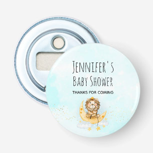 Cute Lion Vist op het maan Baby shower Button Flesopener