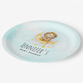 Cute Lion Vist op het maan Baby shower Papieren Bordje (Gekanteld)