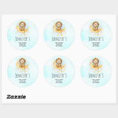 Cute Lion Vist op het maan Baby shower Ronde Sticker (Vel)