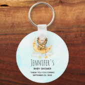 Cute Lion Vist op het maan Baby shower Sleutelhanger (Voorkant)