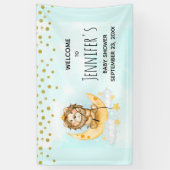 Cute Lion Vist op het maan Baby shower Spandoek (Verticaal)