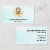 Cute Lion Vist op Moon Waterverf Business Visitekaartje (Voorkant / Achterkant)