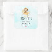 Cute Lion Vist Waterverf Zeap Candle Vierkante Sticker (Tas)