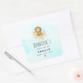 Cute Lion Vist Waterverf Zeap Candle Vierkante Sticker (Envelop)