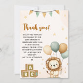 Cute Lion Watercolor Baby Shower Boy Bedankkaart (Voorkant)