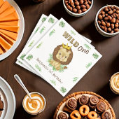 Cute Lion Waterverf 1st Birthday Theme Wild One Servet