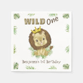 Cute Lion Waterverf 1st Birthday Theme Wild One Servet (Voorkant)
