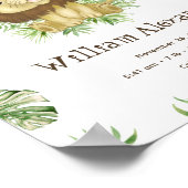 Cute Lion Waterverf Birth Stats Oerwoud greenery Poster (Hoek)