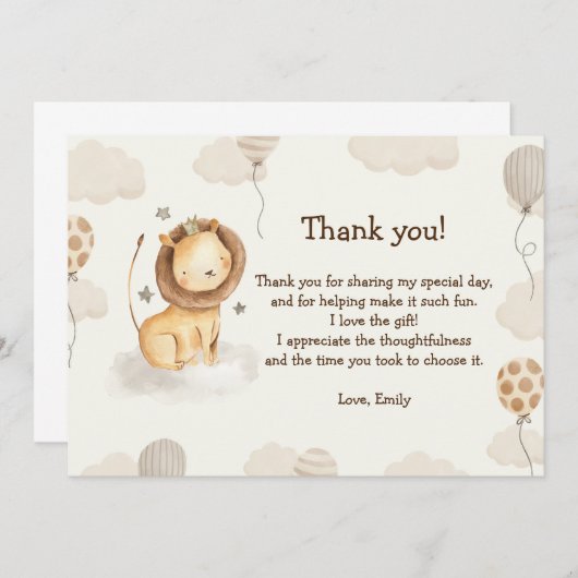 Cute lion waterverf Hartelijk dank Bedankkaart (Voorkant / Achterkant)