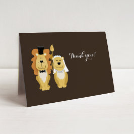 Cute Lion Wedding Couple Hartelijk dank Bedankkaart