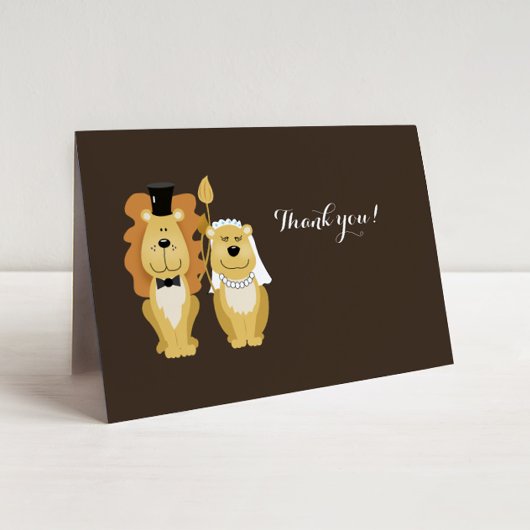 Cute Lion Wedding Couple Hartelijk dank Bedankkaart