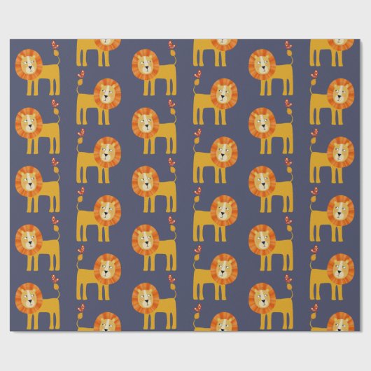 Cute Lion Wrapping Paper Cadeaupapier (Vlak)
