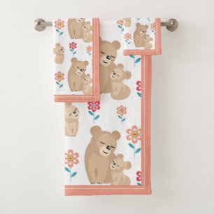 Cute lioness moeder met baby, grens-Moederdag Bad Handdoek