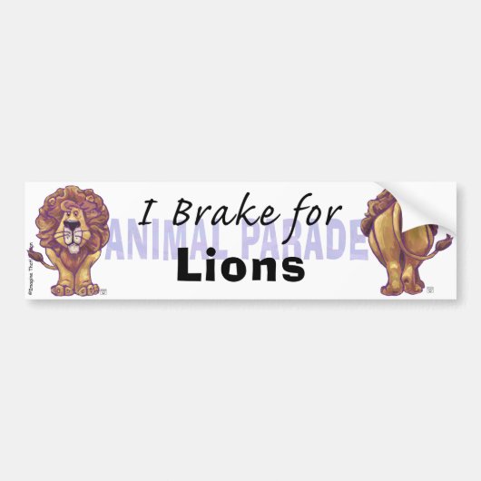 Cute Lions I Brake for Lions Bumpersticker (Voorkant)