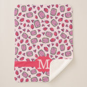 Cute Lips Kisses & Heart Doodles Pattern Monogram Sherpa Deken (Voorkant)