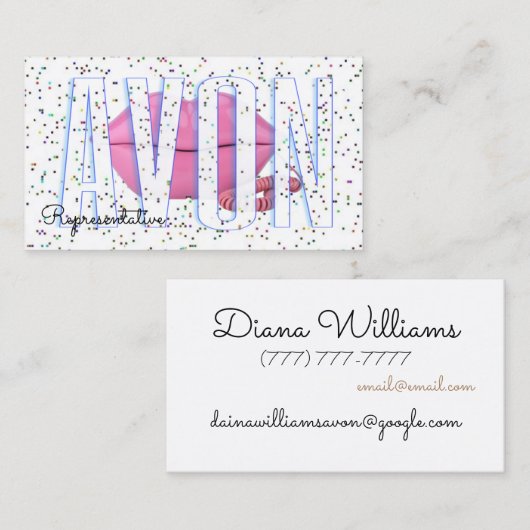 Cute lips phone confetti personalized Avon Visitekaartje (Voorkant / Achterkant)