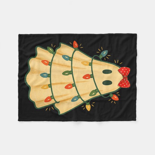 Cute Lit Ghost Christmas Tree Funny Gift Halloween Fleece Deken (Voorkant (Horizontaal))