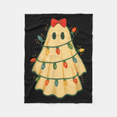 Cute Lit Ghost Christmas Tree Funny Gift Halloween Fleece Deken (Voorkant)