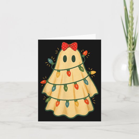 Cute Lit Ghost Christmas Tree Funny Gift Halloween Kaart (Voorkant)