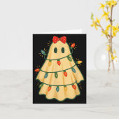 Cute Lit Ghost Christmas Tree Funny Gift Halloween Kaart (Gele Bloem)
