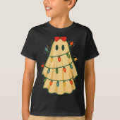 Cute Lit Ghost Christmas Tree Funny Gift Halloween T-shirt (Voorkant)