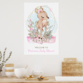 Cute Litte Deer Baby shower Welcome Sign Poster (Keuken)