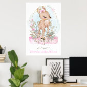 Cute Litte Deer Baby Shower Welkom Bord Poster (Thuiskantoor)