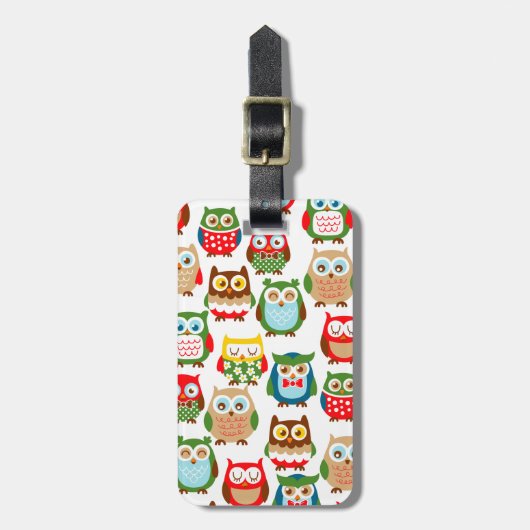 Cute Litte Owls Bagagelabel (Voorkant verticaal)
