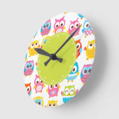 Cute Litte Owls Green Label Ronde Klok (Hoek)