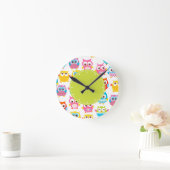 Cute Litte Owls Green Label Ronde Klok (Huis)