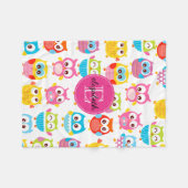 Cute Litte Owls Monogrammed Fleece Deken (Voorkant (Horizontaal))