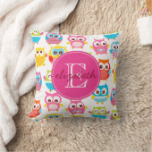 Cute Litte Owls Monogrammed Kussen (Deken)
