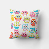 Cute Litte Owls Monogrammed Kussen (Achterkant)