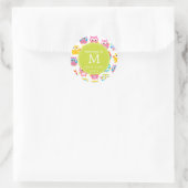 Cute Litte Owls Monogrammed Ronde Sticker (Tas)