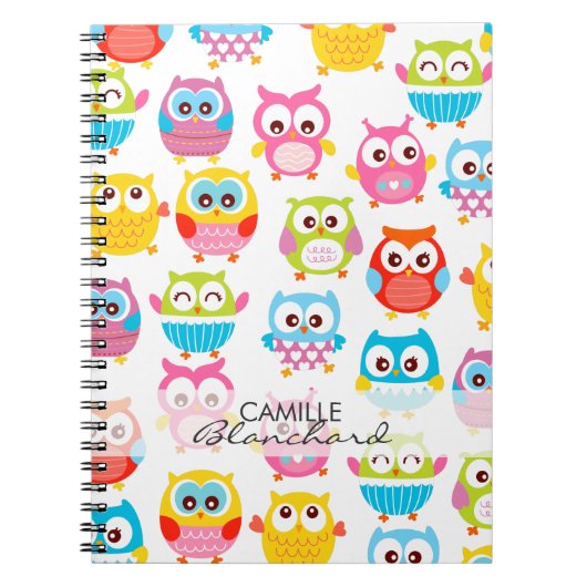Cute Litte Owls Personalized Notitieboek (Voorkant)