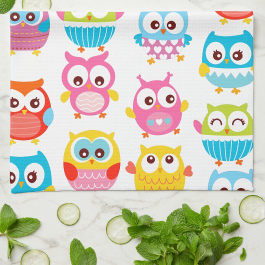 Cute Litte Owls Theedoek (Gevouwen)