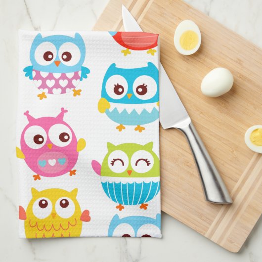 Cute Litte Owls Theedoek (Quarter Fold)