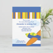 Cute Little Airplane Birthday Party Invitation Kaart (Staand voorkant)