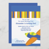 Cute Little Airplane Birthday Party Invitation Kaart (Voorkant / Achterkant)
