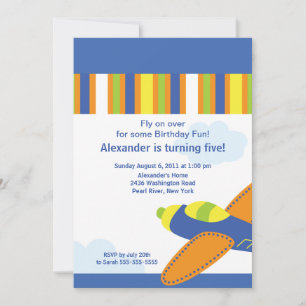Cute Little Airplane Birthday Party Invitation Kaart