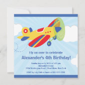 Cute Little Airplane Birthday Party Invitation Kaart (Voorkant)