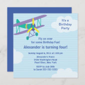 Cute Little Airplane Birthday Party Invitation Kaart (Voorkant / Achterkant)